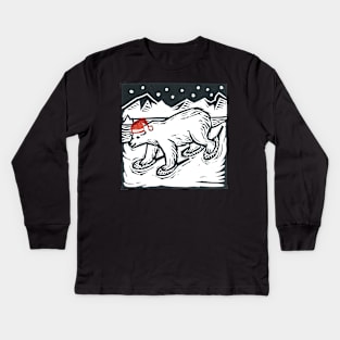 Polar Bear on Snowshoes Kids Long Sleeve T-Shirt